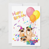 Alles Gute zum Geburtstag Pugs Einladung (Vorderseite)
