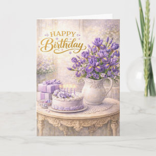 Alles Gute zum Geburtstag Purple Iris Cottage Stil Karte