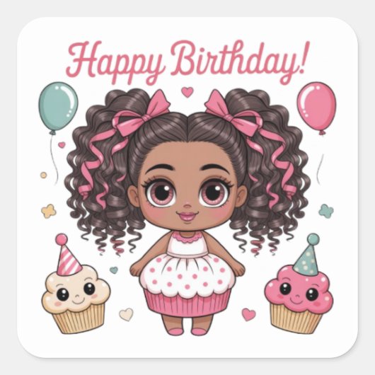 Alles Gute zum Geburtstag Quadratischer Aufkleber (Vorderseite)