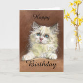 Alles Gute zum Geburtstag Ragdoll Kätzchen-Kunst Karte (Gelbe Blume)