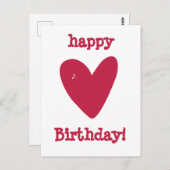 Alles Gute zum Geburtstag! Raspberry Pink Heart Postkarte (Vorne/Hinten)