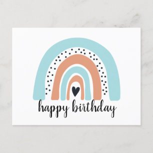 Alles Gute zum Geburtstag Regenbogen Blaue Pfirsic Postkarte