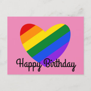 Alles Gute zum Geburtstag Regenbogen Herz #1 Postk Postkarte