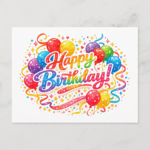 Alles Gute zum Geburtstag Regenbogen Luftballons K Postkarte