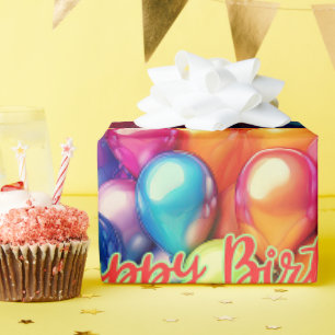 Alles Gute zum Geburtstag Regenbogenballons Geschenkpapier