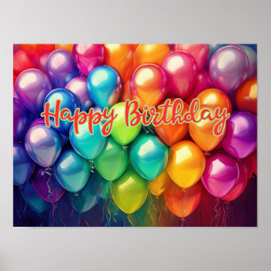 Alles Gute zum Geburtstag Regenbogenballons Poster