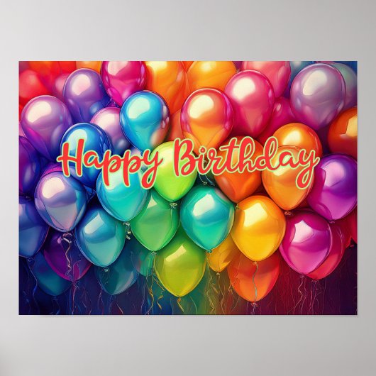 Alles Gute zum Geburtstag Regenbogenballons Poster (Vorne)