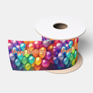 Alles Gute zum Geburtstag Regenbogenballons Satinband