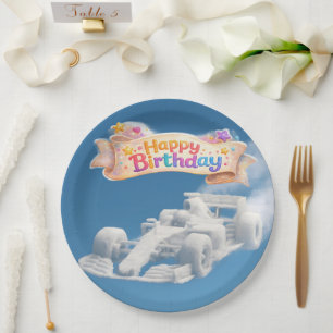 Alles Gute zum Geburtstag Rennwagen Wolke 22,9 cm  Pappteller