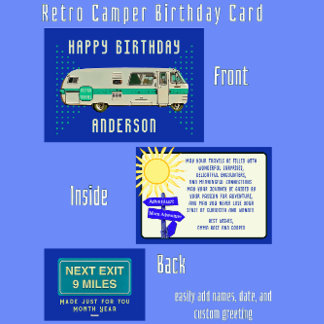 Alles Gute zum Geburtstag Retro Camper RV Travel Karte