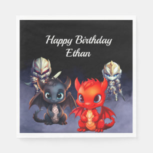 Alles Gute zum Geburtstag Ritter und Drachen  Serviette