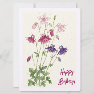 Alles Gute zum Geburtstag rosa lila Aquarell flora Feiertagskarte