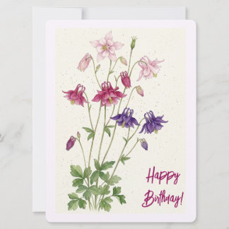 Alles Gute zum Geburtstag rosa lila Aquarell flora Feiertagskarte