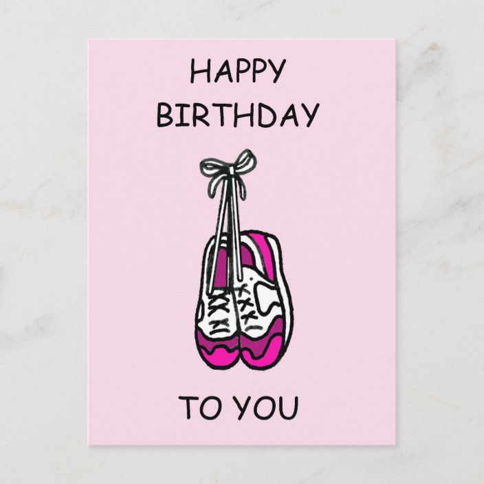 Alles Gute zum Geburtstag, rosa Trainer für Postkarte Zazzle.de