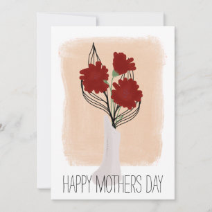 Alles Gute zum Geburtstag Rote Blumen Pinselstrich Karte