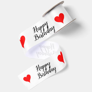 Alles Gute zum Geburtstag Rote Herzen 3" Satinband