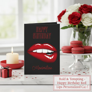 Alles Gute zum Geburtstag Rote Lippen Personalisie Karte