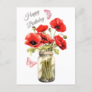 Alles Gute zum Geburtstag Rote Mohnblumen  Postkarte