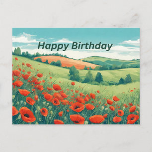 Alles Gute zum Geburtstag Rote Mohnblumenwiese Postkarte