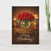 Alles Gute zum Geburtstag Rote Rosen Kerzenlicht
