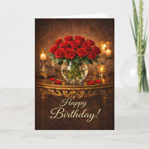 Alles Gute zum Geburtstag Rote Rosen Kerzenlicht Karte