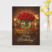 Alles Gute zum Geburtstag Rote Rosen Kerzenlicht Karte (Gelbe Blume)