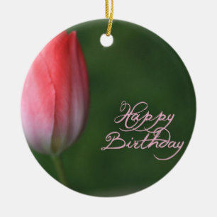 Alles Gute zum Geburtstag rote Tulpenblume Keramikornament