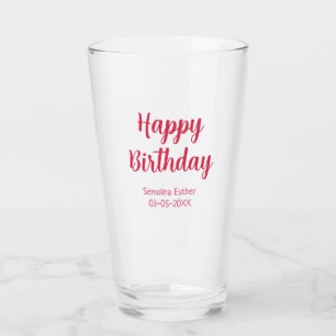 Alles Gute zum Geburtstag roter Name Retro einfach Glas