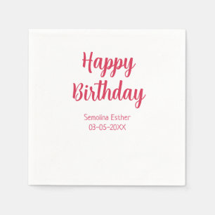 Alles Gute zum Geburtstag roter Name Retro einfach Serviette