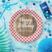 Alles Gute zum Geburtstag rotes rustikales Pappteller (Party)