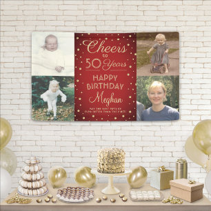 ALLES Gute zum Geburtstag Rotes und Goldenes Konfe Banner