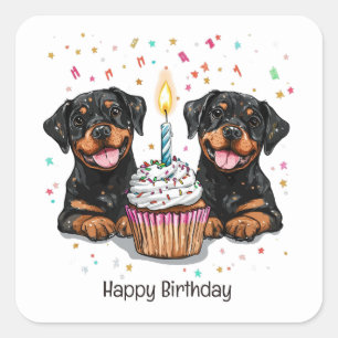 Alles Gute zum Geburtstag Rottweiler Hunde Quadratischer Aufkleber