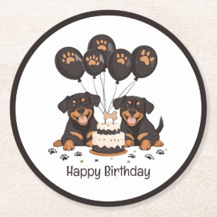 Alles Gute zum Geburtstag Rottweiler Hunde Runder Pappuntersetzer