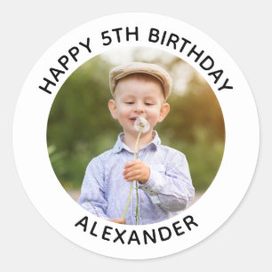 Alles Gute zum Geburtstag Rund Foto Weiß Runder Aufkleber