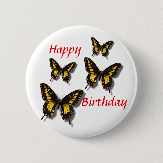 Alles Gute zum Geburtstag/Schmetterlinge Button (Vorderseite)