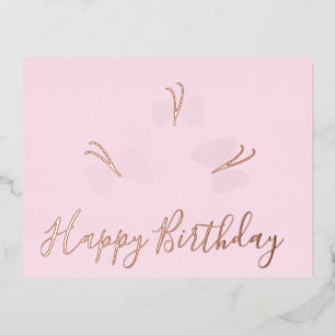 Alles Gute zum Geburtstag Schmetterlinge Rosa Foli Folien Feiertagspostkarte