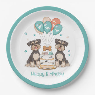 Alles Gute zum Geburtstag Schnauzer Hunde Pappteller