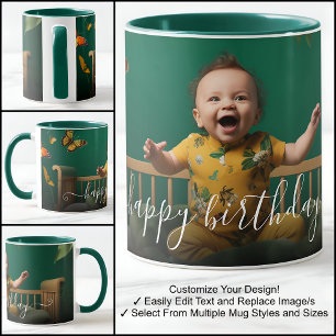 Alles Gute zum Geburtstag Schöne Foto-Vorlage Text Tasse