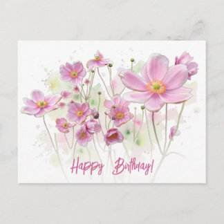 Alles Gute zum Geburtstag schöne rosa Blumenfarbe  Feiertagspostkarte