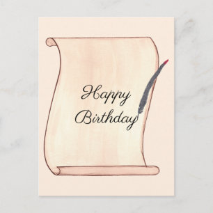 Alles Gute zum Geburtstag Schriftrolle und Feder P Postkarte