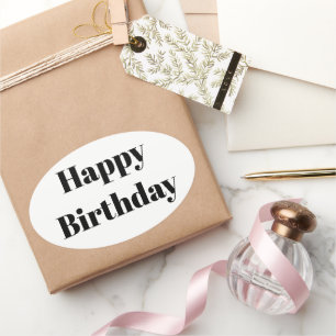 Alles Gute zum Geburtstag Schwarz Weiß Minimalist  Ovaler Aufkleber
