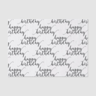 Alles Gute zum Geburtstag Schwarz-Weiß-Schrift-Par Seidenpapier