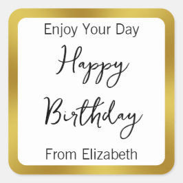 Alles Gute zum Geburtstag Schwarz-weiß und Gold au Quadratischer Aufkleber