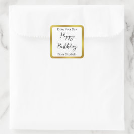 Alles Gute zum Geburtstag Schwarz-weiß und Gold au Quadratischer Aufkleber