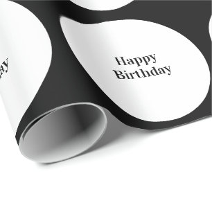 Alles Gute zum Geburtstag Schwarz Weiße Punkte Jun Geschenkpapier