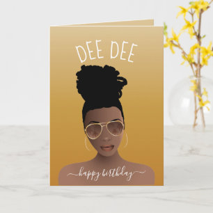 Alles Gute zum Geburtstag, Schwarze Frau mit Schat Karte