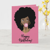 Alles Gute zum Geburtstag! Schwarze Frau, Poppingr Karte (Gelbe Blume)