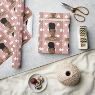 Alles Gute zum Geburtstag! Schwarze Frau, weiße St Geschenkpapier