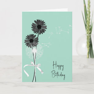Alles Gute zum Geburtstag Schwarze Gänseblümchen u Karte