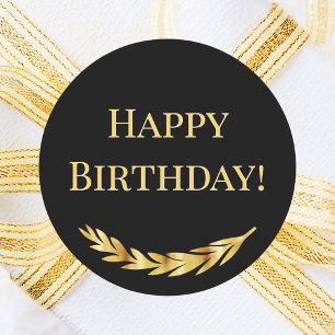 Alles Gute zum Geburtstag schwarze Golddekoration Runder Aufkleber
